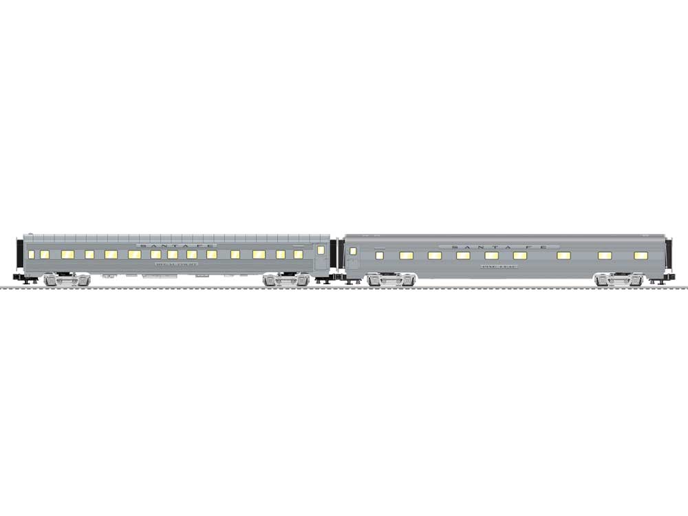 21" Pullman 4-4-2, 10-6 Sleeper Set - 3-Rail - Ready to Run -- Santa Fe Set A Regal Court, Pine Leaf (stainless)