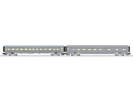 21" Pullman 4-4-2, 10-6 Sleeper Set - 3-Rail - Ready to Run -- Santa Fe Set A Regal Court, Pine Leaf (stainless)