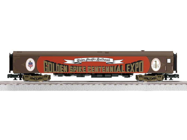 18" Streamlined Exhibit Car - 3-Rail - Ready to Run -- Union Pacific (Golden Spike Centennial Expo, brown, gold, orange, white)