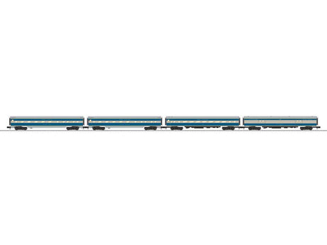 18" Baggage, Coach, 2 Sleeper Set - 3-Rail - Ready to Run -- Texas & Pacific (Eagle, blue, gray)