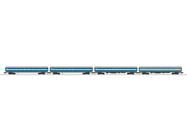18" Baggage, Coach, 2 Sleeper Set - 3-Rail - Ready to Run -- Texas & Pacific (Eagle, blue, gray)