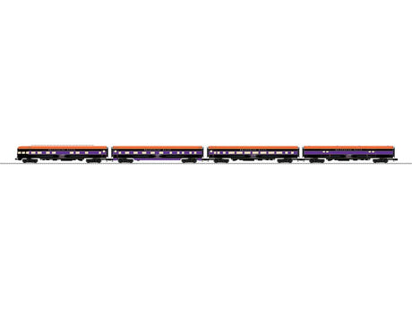 18" Baggage, Coach, Sleeper, Observation Set - 3-Rail - Ready to Run -- Whispering Rails Halloween (glow-in-dark, black, orange, purple)-1