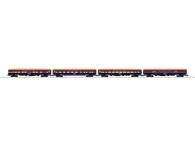 18" Baggage, Coach, Sleeper, Observation Set - 3-Rail - Ready to Run -- Whispering Rails Halloween (glow-in-dark, black, orange, purple)-1