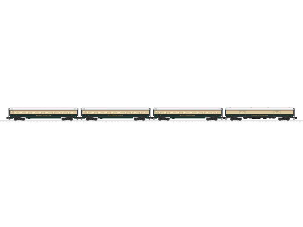 18" Baggage, 3 Sleeper Set - 3-Rail - Ready to Run -- Burlington Northern MO River, Stampede, Jefferson, Snoqualmie (Executive Sch