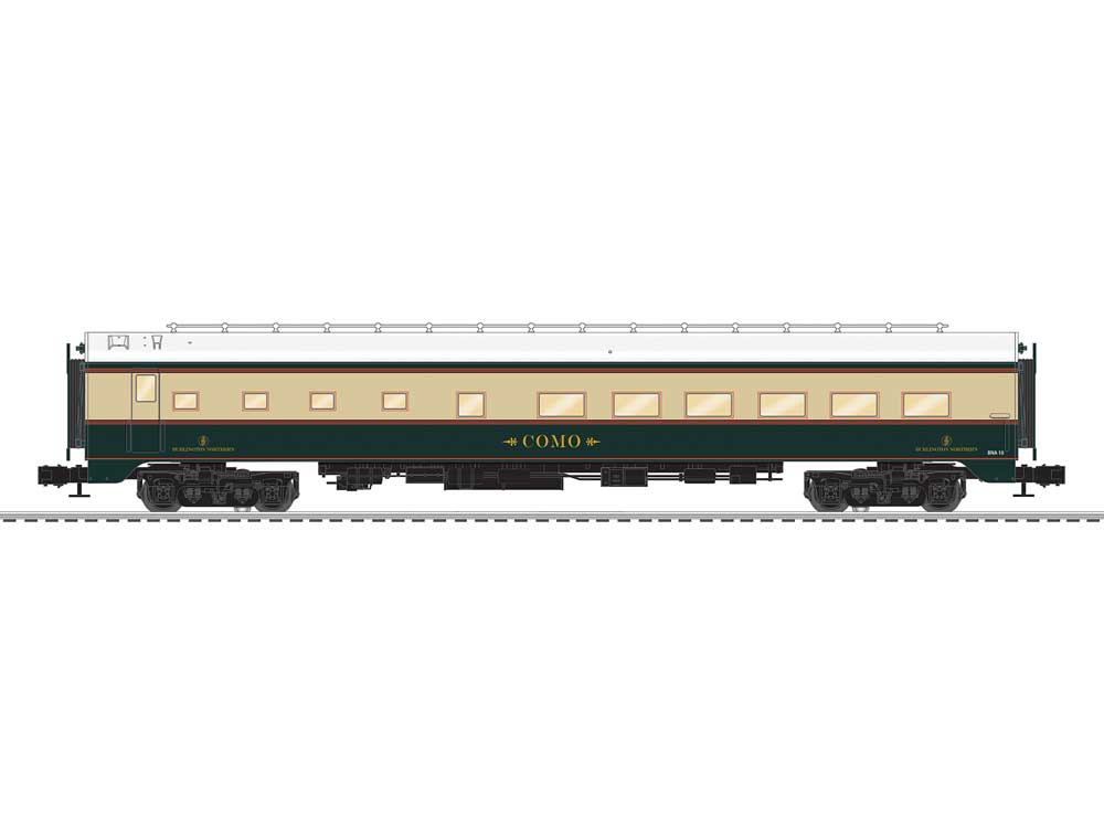 18" Diner with StationSounds - 3-Rail - Ready to Run -- Burlington Northern Como (Executive, green, cream)