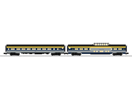 18" Short Dome, Coach Set - 3-Rail - Ready to Run -- Baltimore & Ohio #5507, 5550 Strata Club (blue, gray, yellow)
