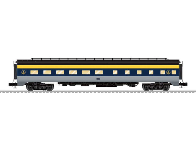 18" Diner with StationSounds - 3-Rail - Ready to Run -- Baltimore & Ohio #1083 Strata Club (blue, gray, yellow)