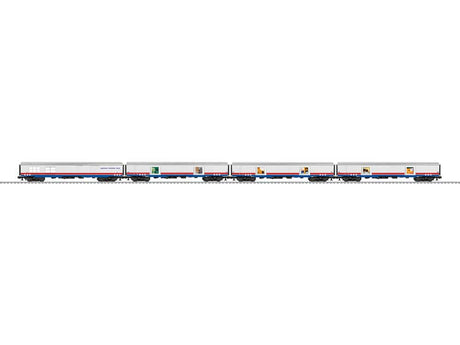 3 Display Cars & Generator Car with Sound - 3-Rail - Ready to Run -- American Freedom Train (white, red, blue)
