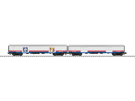 Display Car 2-Pack - 3-Rail - Ready to Run -- American Freedom Train Set D (white, red, blue)
