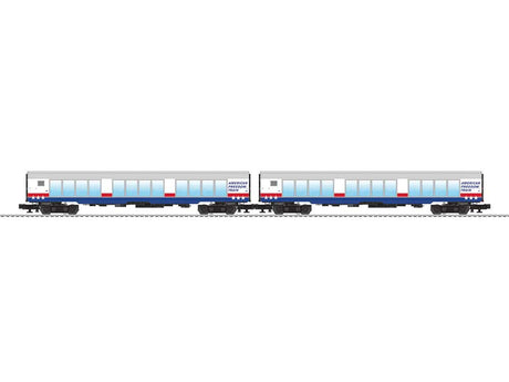 Showcase Display Car 2-Pack - 3-Rail - Ready to Run -- American Freedom Train (white, red, blue)