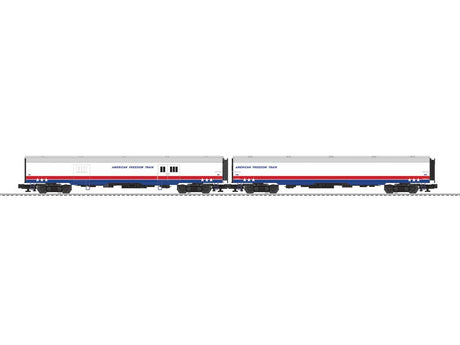 Support Cars - 3-Rail - Ready to Run -- American Freedom Train (white, red, blue)
