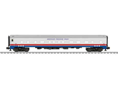 21" Streamlined Sleeper - StationSounds - 3-Rail - Ready to Run -- American Freedom Train (white, red, blue)