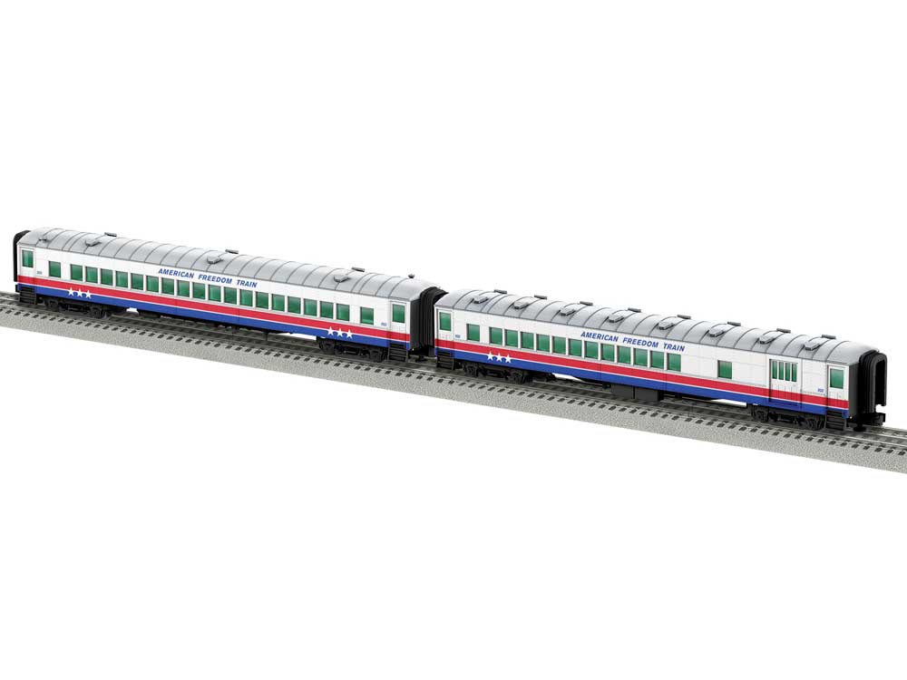 18" Streamlined Coach, Combine - 3-Rail - Ready to Run -- American Freedom Train (white, red, blue)