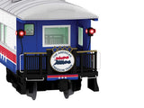 18" Streamlined Coach and Observation - 3-Rail - Ready to Run -- American Freedom Train (white, red, blue)-2