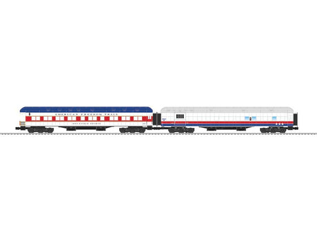 18" Heavyweight Combine and Observation - 3-Rail - Ready to Run -- American Freedom Train (white, red, blue)