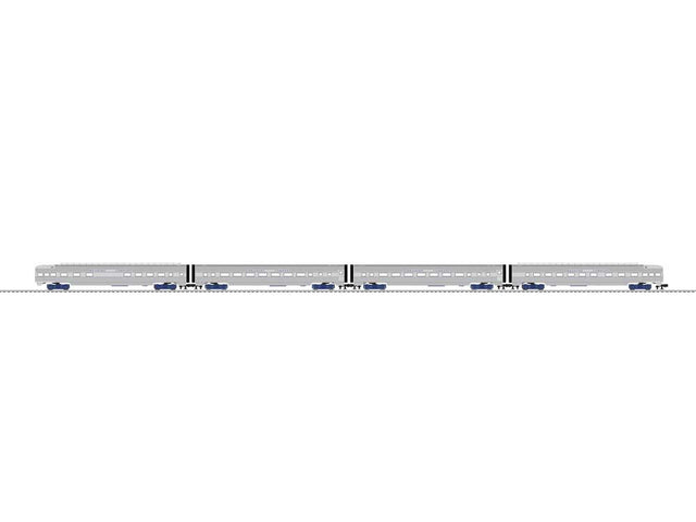 21" Crusader - 2 Observation, 2 Coach Set - 3-Rail - Ready to Run -- Reading (silver)