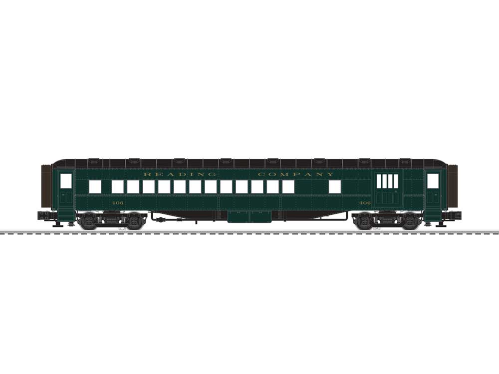 72' Heavyweight Combine, Coach Set - 3-Rail - Ready to Run -- Reading #406, 1547 (green, black)-1