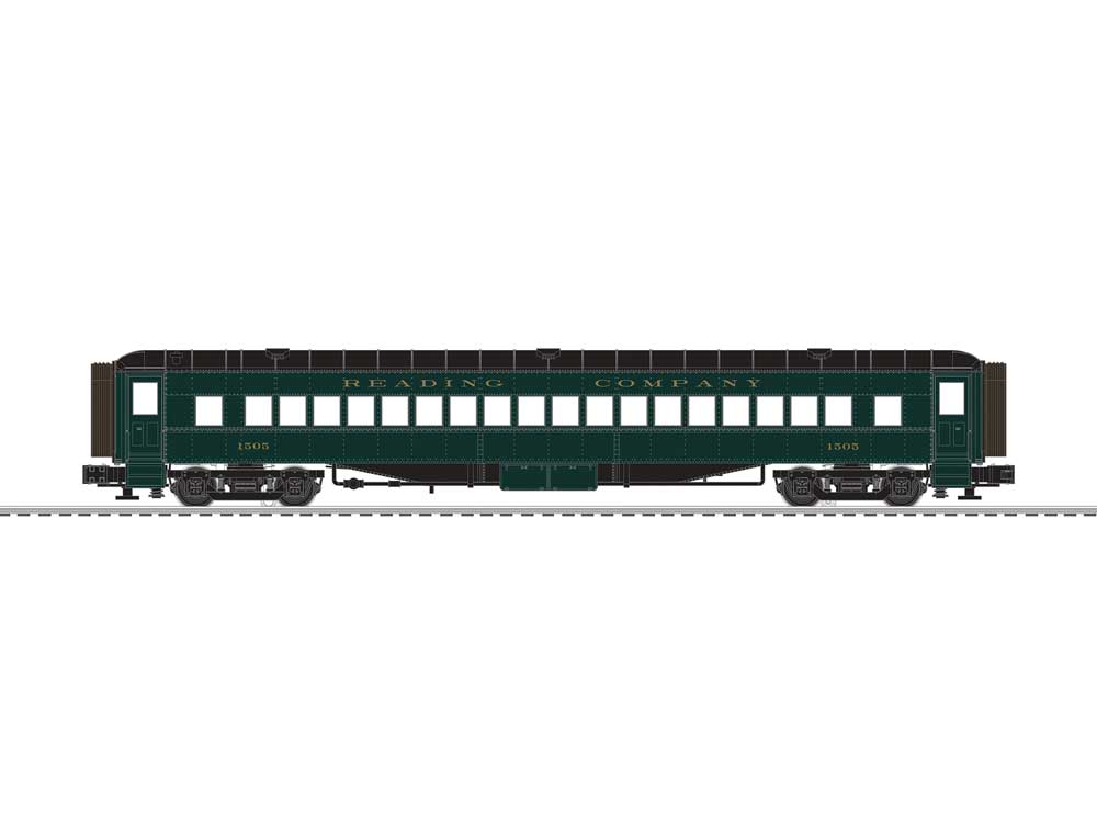 72' Heavyweight Coach 2-Pack - 3-Rail - Ready to Run -- Reading #1461, 1505 (green, black)-2