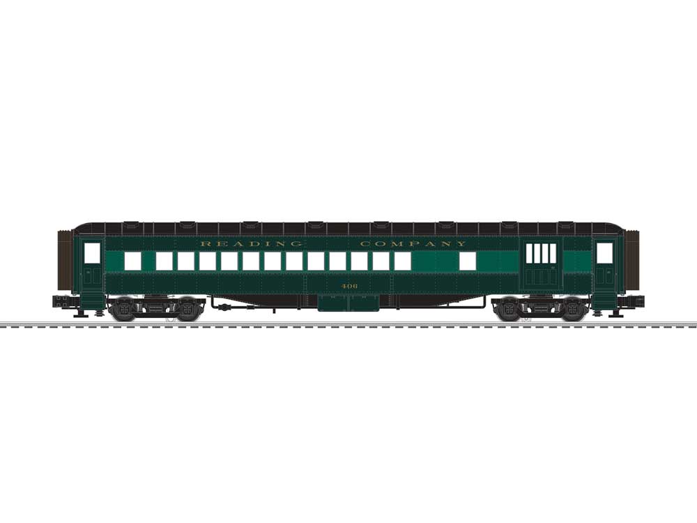 72' Heavyweight Combine, Coach Set - 3-Rail - Ready to Run -- Reading #405, 1516 (2-Tone Green, black)-1