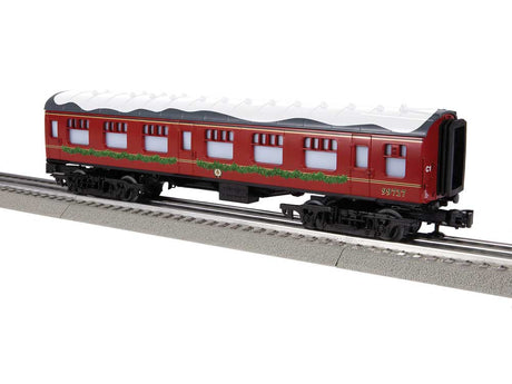 Hogwarts Express Coach - 3-Rail - Ready to Run -- Christmas Version #99727 (red, green garland, snowy roof)