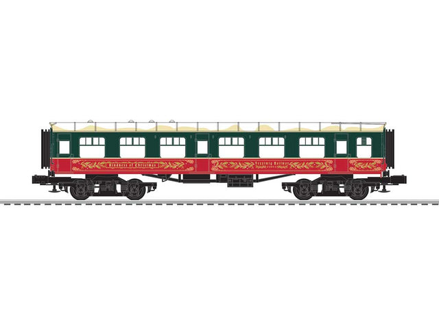 Spirit of Christmas Coach - 3-Rail - Ready to Run -- Kindness (green, red, snowy roof)