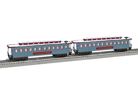 Wood 1860s Coach 2-Pack - 3-Rail - Ready to Run -- Polar Express (blue, maroon)