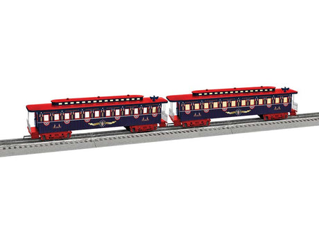 Wood 1860s Coach 2-Pack - 3-Rail - Ready to Run -- America #1876, 1877 (blue, red)