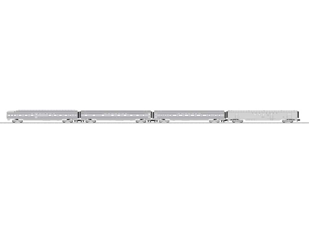 21" Streamlined Observation, Sleeper, Coach, RPO Set - 3-Rail - Ready to Ru -- Southern Railway #1700, 822, 2006, 1102 (silver)