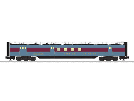 21" Streamlined Dome-Observation, Dome, Coach, RPO Set - 3-Rail - Ready to -- Polar Express (blue, maroon, Snow on Roof)-1