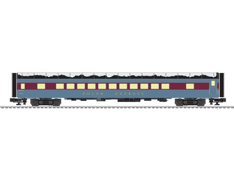 21" Streamlined Dome-Observation, Dome, Coach, RPO Set - 3-Rail - Ready to -- Polar Express (blue, maroon, Snow on Roof)-2