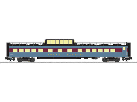 21" Streamlined Dome-Observation, Dome, Coach, RPO Set - 3-Rail - Ready to -- Polar Express (blue, maroon, Snow on Roof)-3