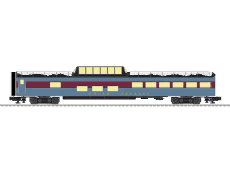 21" Streamlined Dome-Observation, Dome, Coach, RPO Set - 3-Rail - Ready to -- Polar Express (blue, maroon, Snow on Roof)-4