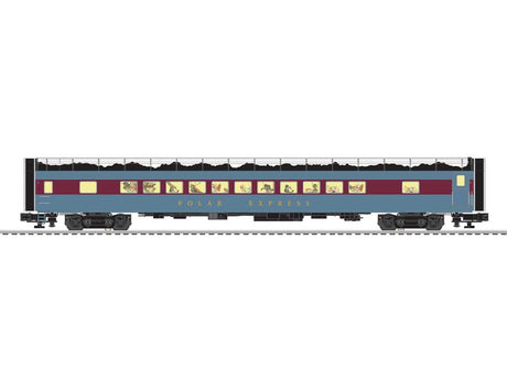 21" Streamlined Dome, Coach Set - 3-Rail - Ready to Run -- Polar Express (blue, maroon, Snow on Roof)-1