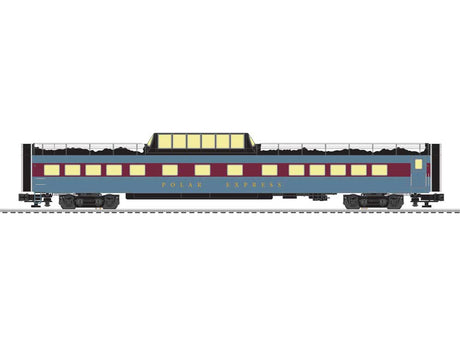 21" Streamlined Dome, Coach Set - 3-Rail - Ready to Run -- Polar Express (blue, maroon, Snow on Roof)-2