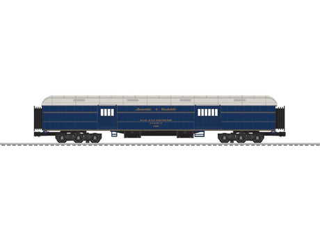 18" Heavyweight Baggage and Coach - 3-Rail - Ready to Run -- Louisville & Nashville #1425, 2133 (blue, gray)-1