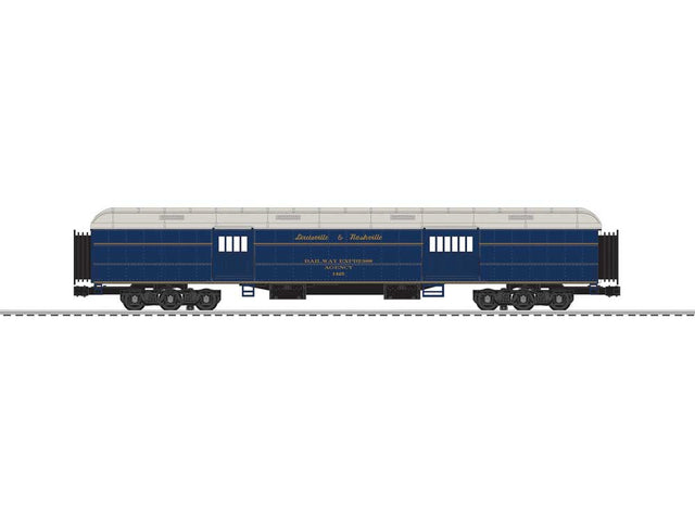 18" Heavyweight Baggage and Coach - 3-Rail - Ready to Run -- Louisville & Nashville #1425, 2133 (blue, gray)-1