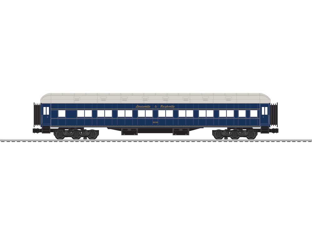18" Heavyweight Baggage and Coach - 3-Rail - Ready to Run -- Louisville & Nashville #1425, 2133 (blue, gray)-2
