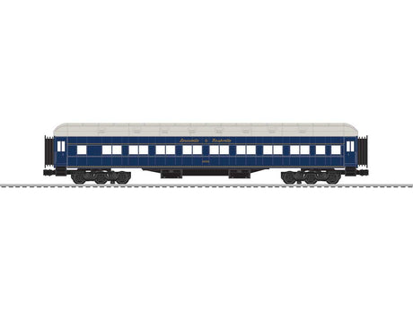18" Heavyweight Baggage and Coach - 3-Rail - Ready to Run -- Louisville & Nashville #1425, 2133 (blue, gray)-2