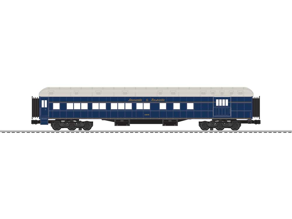 18" Heavyweight Combine and Coach - 3-Rail - Ready to Run -- Louisville & Nashville #1605, 2511 (blue, gray)-1