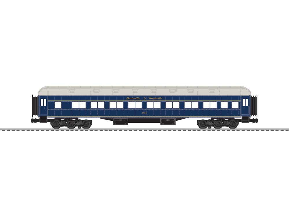18" Heavyweight Combine and Coach - 3-Rail - Ready to Run -- Louisville & Nashville #1605, 2511 (blue, gray)-2