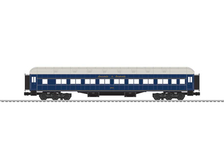 18" Heavyweight Combine and Coach - 3-Rail - Ready to Run -- Louisville & Nashville #1605, 2511 (blue, gray)-2