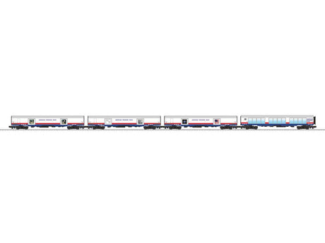 18" Streamlined 3 Exhibit & 1 Showcase Display Car - 3-Rail - Ready to Run -- American Freedom Train (white, red, blue)