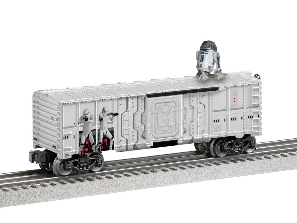 Boxcar w/Walking Brakeman - 3-Rail - Ready to Run -- Star Wars(TM) R2D2 (white, black)-1