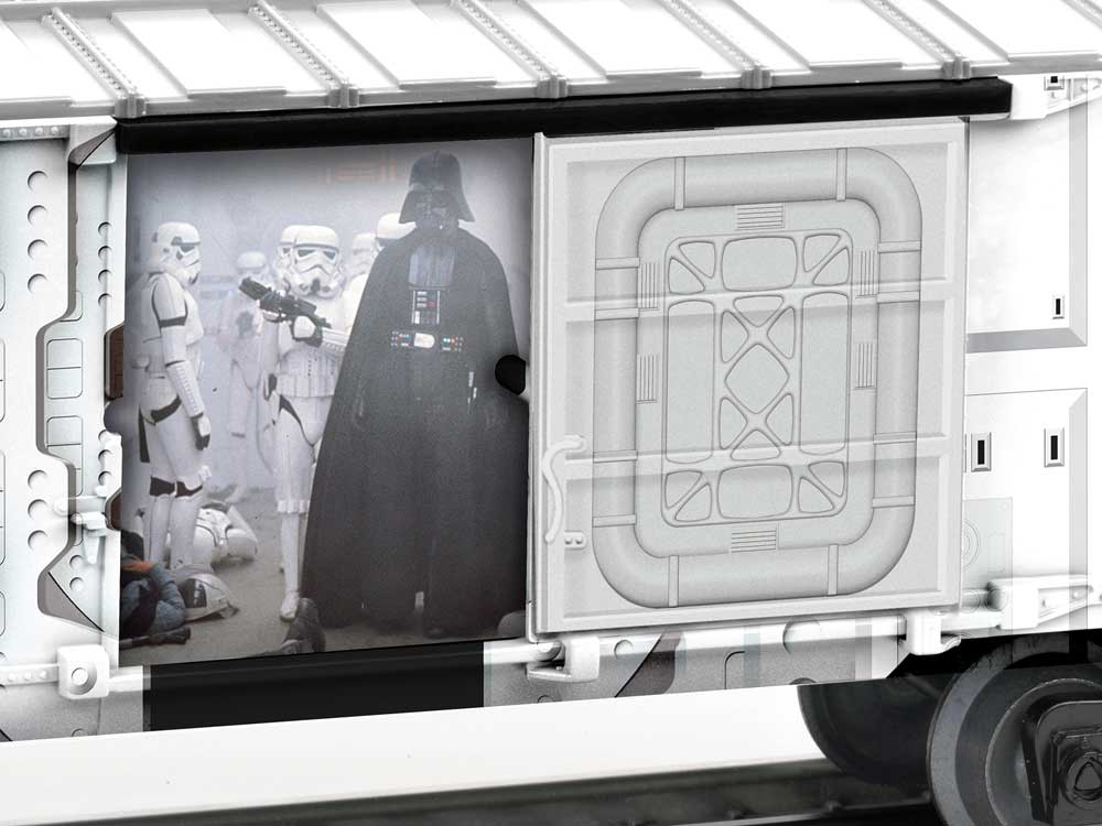 Boxcar w/Walking Brakeman - 3-Rail - Ready to Run -- Star Wars(TM) R2D2 (white, black)-2
