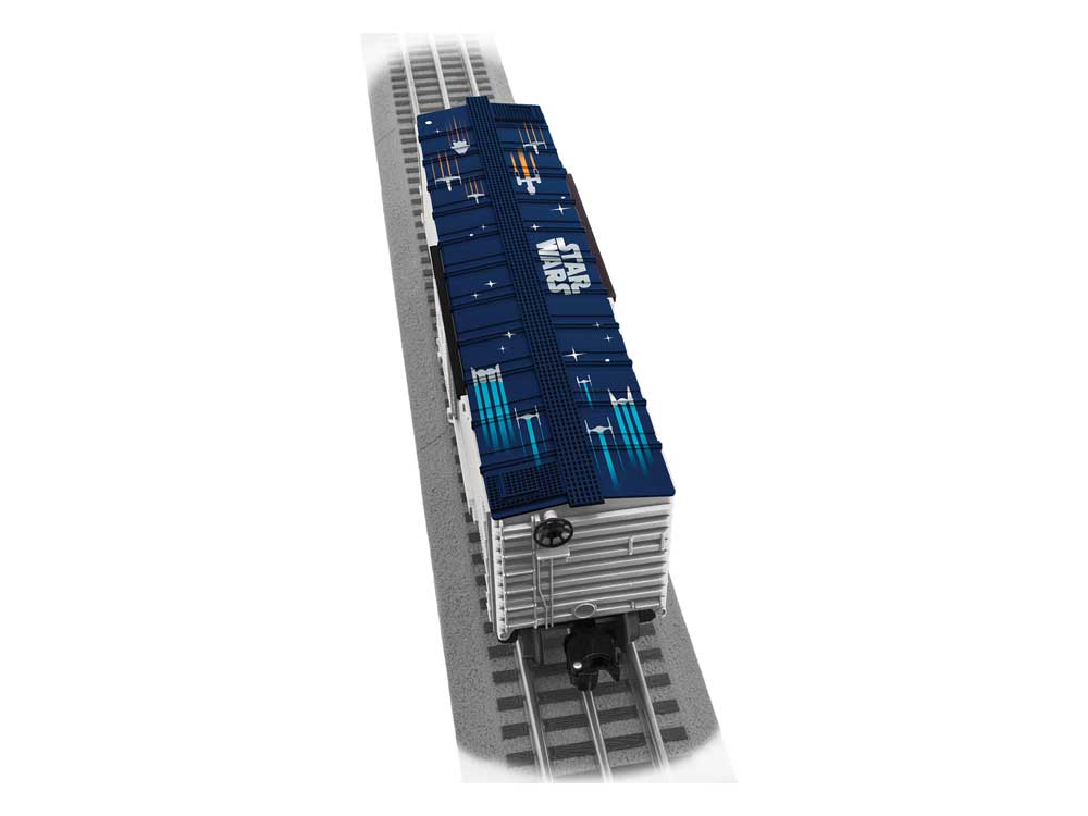 Steel Boxcar - 3-Rail - Ready to Run -- Star Wars(TM) Yoda (silver, blue, red, Full-Color Sides)-3