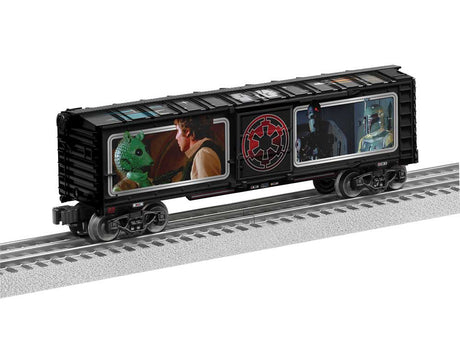Steel Boxcar - 3-Rail - Ready to Run -- Star Wars(TM) Bounty Hunters (silver, blue, red, Full-Color Sides)-2