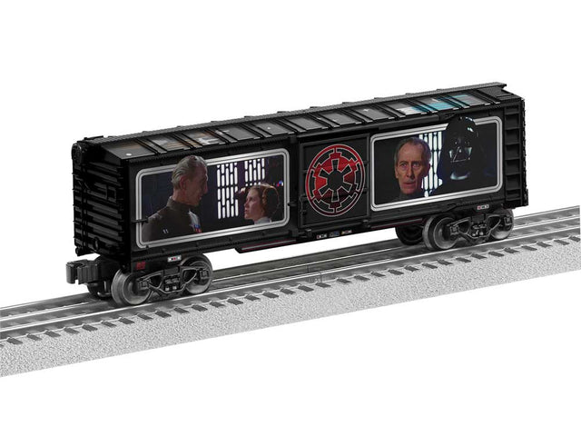Steel Boxcar - 3-Rail - Ready to Run -- Star Wars(TM) Palpatine/Grand Moff Tarkin (silver, blue, red, Full-Color Sid-1