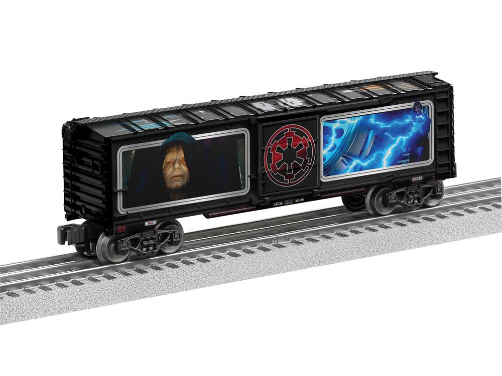 Steel Boxcar - 3-Rail - Ready to Run -- Star Wars(TM) Palpatine/Grand Moff Tarkin (silver, blue, red, Full-Color Sid-2