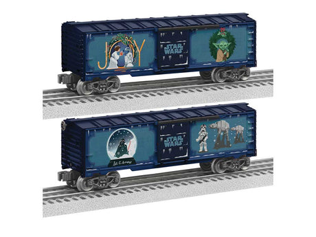 Steel Boxcar - 3-Rail - Ready to Run -- Star Wars Christmas #26 (blue, white)