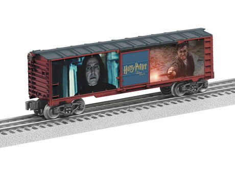 Steel Boxcar - 3-Rail - Ready to Run -- Harry Potter and The Deathly Hallows Parts 1and 2 (red, gray,  Full-Color Si-1